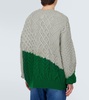 Colorblocked cable-knit wool sweater