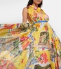 Portofino printed silk chiffon gown