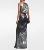 One-shoulder ruched metallic gown