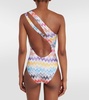 Zig-zag one-shoulder swimsuit