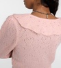 Embellished mohair-blend crop top