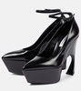 Leather platform pumps