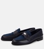 Penny suede-trimmed leather loafers