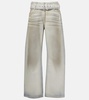 Low-rise coated denim wide-leg pants