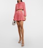 Pleated houndstooth bouclé mini skirt