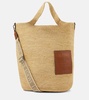 Slit Large leather-trimmed raffia tote bag