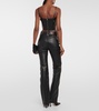 Croc-effect leather bustier