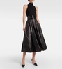 High-rise leather midi skirt