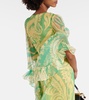 Printed ruffled silk maxi dress