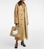 Leather-trimmed cotton-blend trench coat