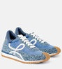 Flow Runner suede-trimmed denim sneakers