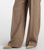 Herringbone wool-blend wide-leg pants