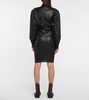 Ruched faux leather minidress