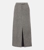 Herringbone high-rise midi skirt