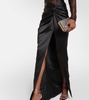 Draped lace and satin maxi dress