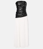 Arie strapless faux leather midi dress