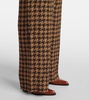 Houndstooth satin straight pants