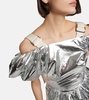 Puff-sleeve metallic minidress