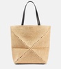 Puzzle Fold XL raffia tote bag