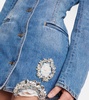 Embellished cutout denim blazer