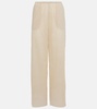 Monogram cotton-blend wide-leg pants