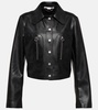 Faux leather shirt jacket