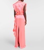 Ruffle satin wrap gown