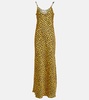 Chain-detail leopard-print satin slip dress