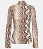 Snake-print turtleneck top