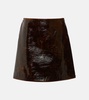 Beta leather-effect wool-blend miniskirt