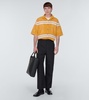 Icon Stripe pointelle-knit bowling shirt