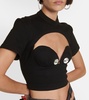 Embellished cutout ponte crop top