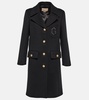 Double G embroidered wool coat