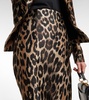 High-rise leopard-print midi skirt