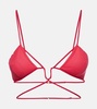 Tie-trimmed gabardine bra