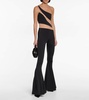 Snake paneled mesh fishtail jumpsuit