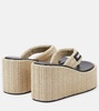 Raffia platform thong sandals