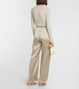 Silk satin straight pants