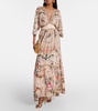 Floral embellished silk maxi dress