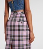 Plaid wool midi skirt