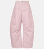 Cotton barrel-leg pants