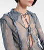 Distressed printed sheer top 