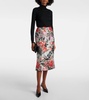 Floral jacquard pencil skirt