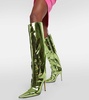 Mirrored leather knee-high boots