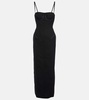 Corset wool and silk maxi dress