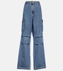 Wide-leg denim cargo pants