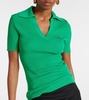 Marina ribbed-knit cotton polo shirt