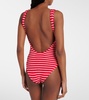 Square Neck striped swimsuit