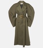 Belted cotton drill trench coat