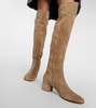 Rolling suede over-the-knee boots